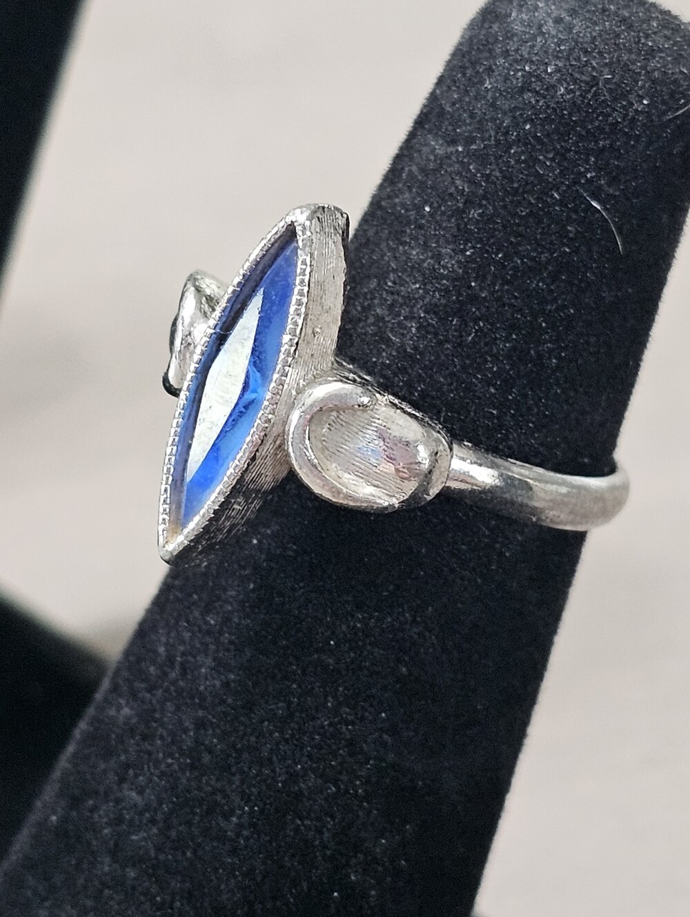 Vintage Sarah Coventry 1976 "Blue Night" Marquise Adjustable Ring - Picture 3 of 7